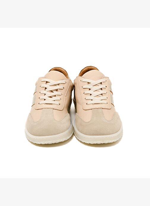 Kadın Sneaker ( Günlük) RC-25Y-055-M2004 John May Bej Süet-Beyaz Cilt-Gold - Görsel 5
