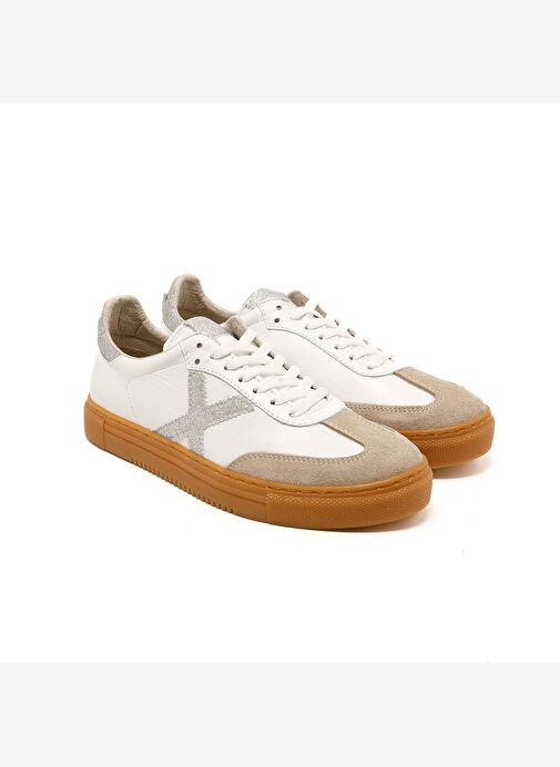 Kadın Sneaker ( Günlük) MAR-25Y-192-3030 John May Bej Süet-Beyaz Cilt-Silver Sim - Görsel 4