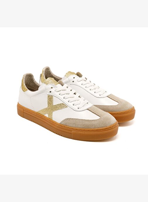 Kadın Sneaker ( Günlük) MAR-25Y-192-3030 John May Bej Süet-Beyaz Cilt-Gold Sim - Görsel 4