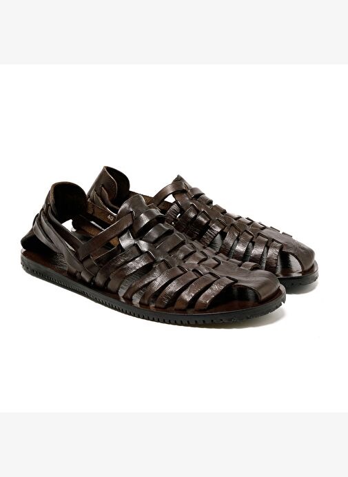 Erkek Sandalet M6579 The Sandals Factory LEATHER UPPER Dark Brown - Görsel 4