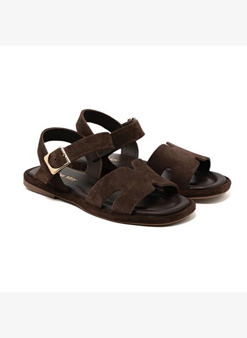 Kadın Sandalet RC-25Y-001-R29633 John May Kahve Süet - Görsel 4