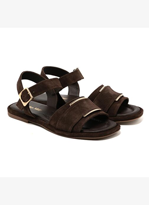 Kadın Sandalet RC-25Y-001-R29624 John May Kahve Süet - Görsel 4
