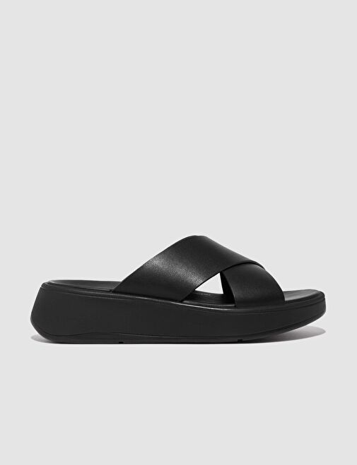 FitFlop F-MODE FW5 Hakiki Deri Siyah Kadın Çapraz Bantlı Terlik - Görsel 2