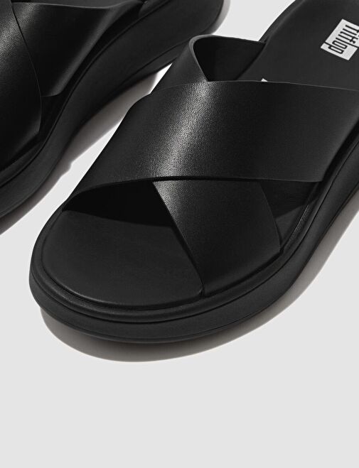 FitFlop F-MODE FW5 Hakiki Deri Siyah Kadın Çapraz Bantlı Terlik - Görsel 4