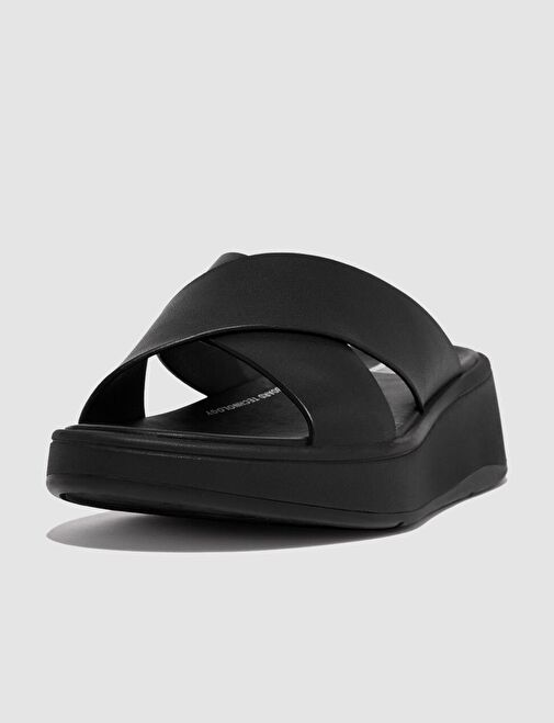 FitFlop F-MODE FW5 Hakiki Deri Siyah Kadın Çapraz Bantlı Terlik - Görsel 5