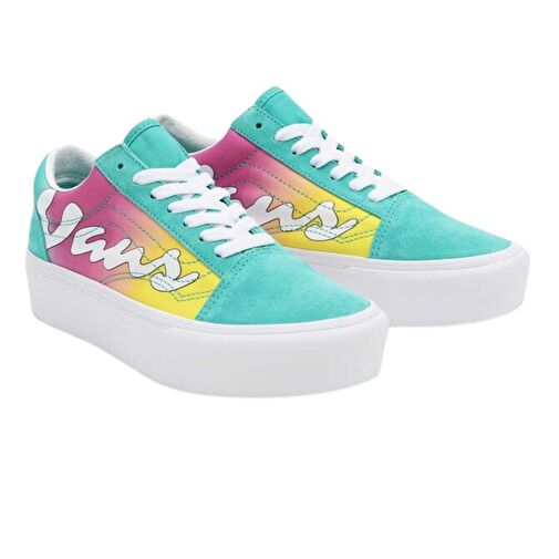 Vans Ua Old Skool Platform Spring Fade Turkuaz Sneaker - Görsel 2