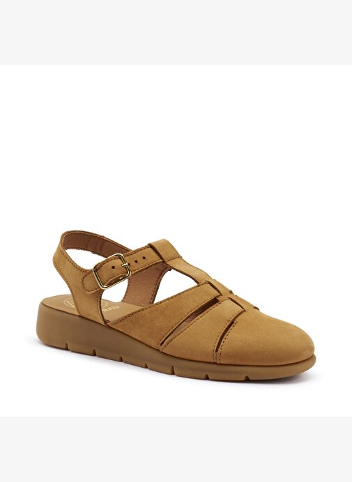 Kadın Sandalet 51H6 Frau NABUK Caramel - Görsel 3
