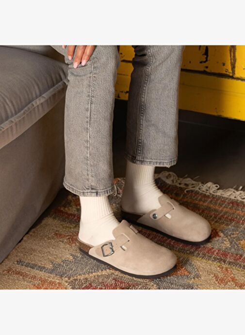 Kadın Terlik RIVA G105495 Genuins Velour Taupe - Görsel 8