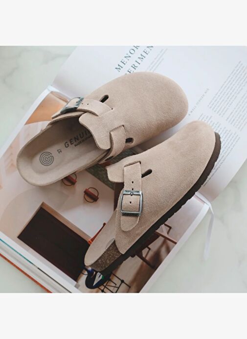 Kadın Terlik RIVA G105495 Genuins Velour Taupe - Görsel 9