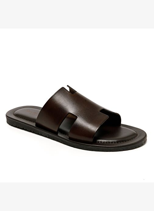 Erkek Terlik M7805 The Sandals Factory LEATHER UPPER Dark Brown - Görsel 3