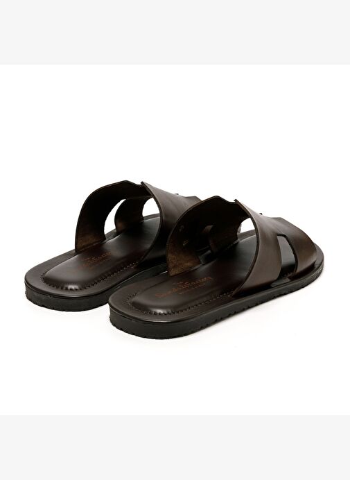 Erkek Terlik M7805 The Sandals Factory LEATHER UPPER Dark Brown - Görsel 6