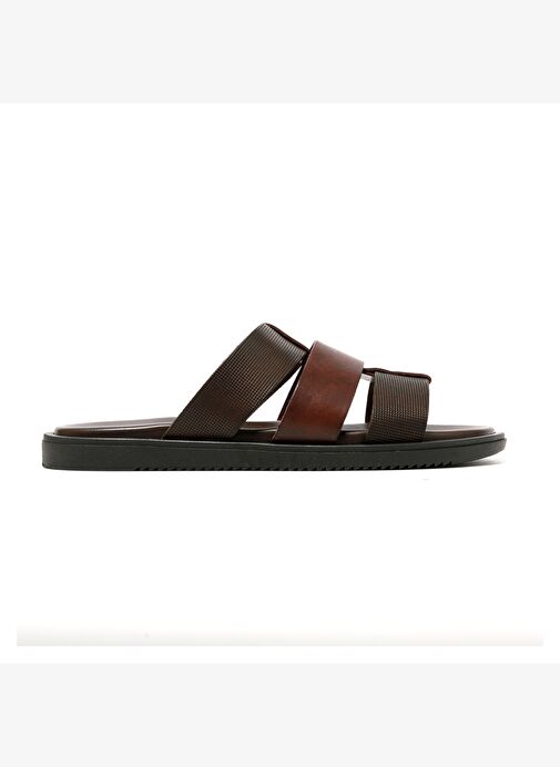 Erkek Terlik M6857 The Sandals Factory LEATHER UPPER Dark Brown - Görsel 2