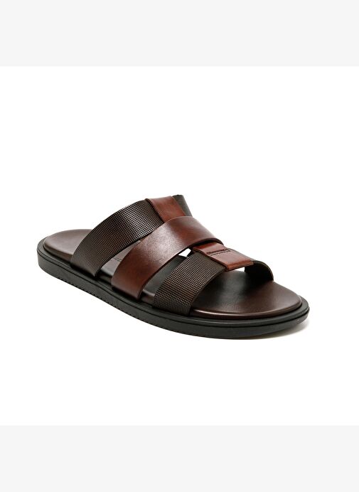 Erkek Terlik M6857 The Sandals Factory LEATHER UPPER Dark Brown - Görsel 3