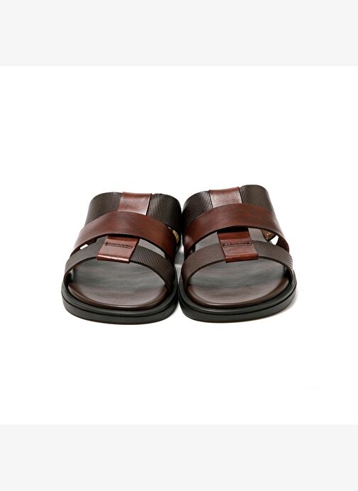 Erkek Terlik M6857 The Sandals Factory LEATHER UPPER Dark Brown - Görsel 5