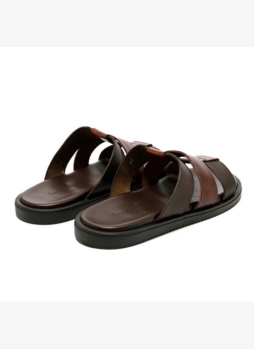 Erkek Terlik M6857 The Sandals Factory LEATHER UPPER Dark Brown - Görsel 6