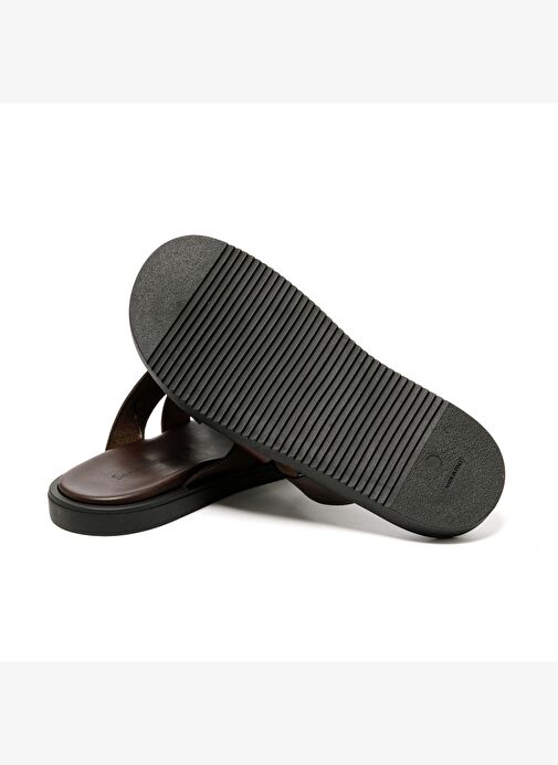 Erkek Terlik M6857 The Sandals Factory LEATHER UPPER Dark Brown - Görsel 7