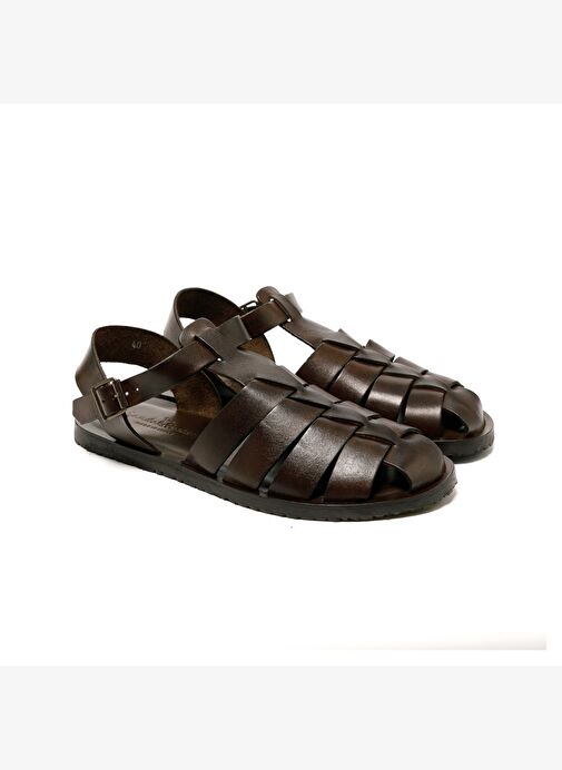 Erkek Sandalet M7533 The Sandals Factory LEATHER UPPER Dark Brown - Görsel 4
