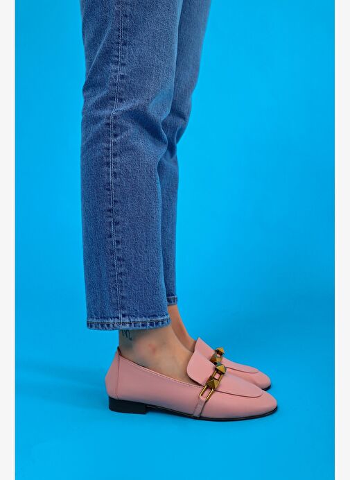 Kalina Gerçek Deri Kadın Loafer Ayakkabı Pudra - Görsel 4