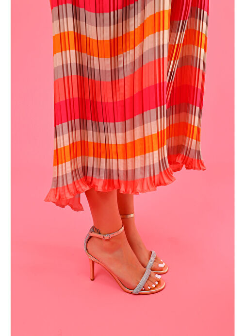 Sofia Kadın Abiye Topuklu Sandalet Gold Kristal - Görsel 6