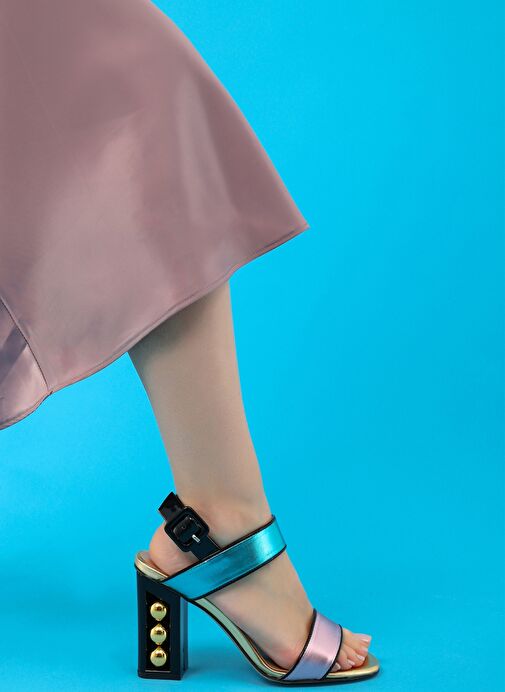 Santana Gerçek Deri Kadın Topuklu Sandalet Pembe - Görsel 5