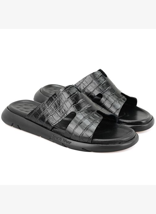 Desa Desa Fabiola Siyah Erkek Kroko Baskılı Deri Terlik Boyner'de! Siyah - 2. görsel