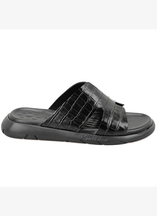 Desa Desa Fabiola Siyah Erkek Kroko Baskılı Deri Terlik Boyner'de! Siyah - 3. görsel