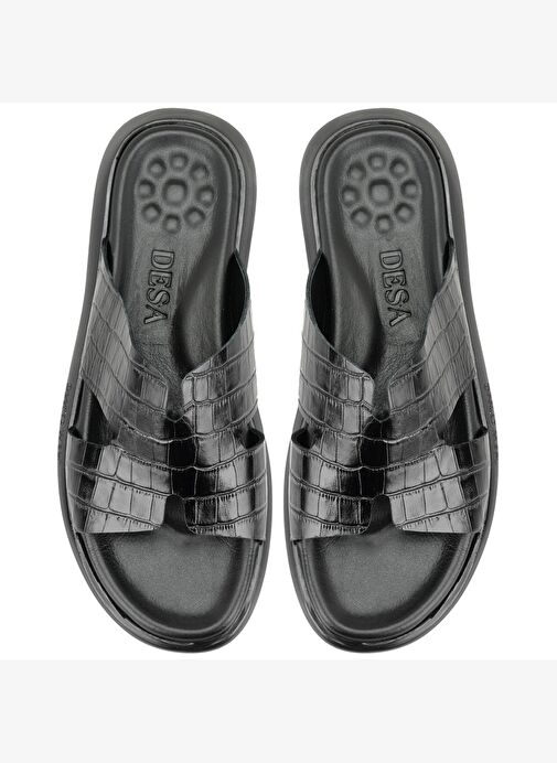 Desa Desa Fabiola Siyah Erkek Kroko Baskılı Deri Terlik Boyner'de! Siyah - 6. görsel