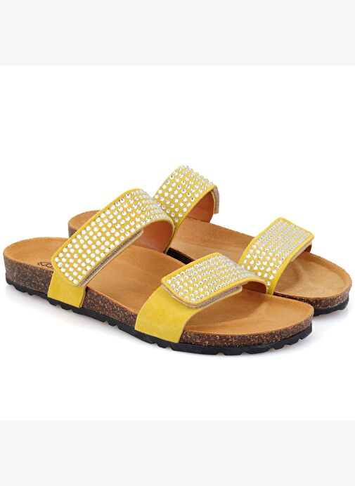 Desa Desa Kadın Sarı Cırt Cırtlı Süet Deri Terlik Boyner'de! Sarı - 2. görsel