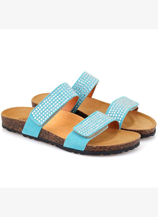 Desa Desa Kadın Mavi Cırt Cırtlı Süet Deri Terlik Boyner'de! Mavi - 2. görsel