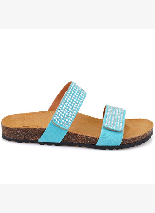 Desa Desa Kadın Mavi Cırt Cırtlı Süet Deri Terlik Boyner'de! Mavi - 3. görsel