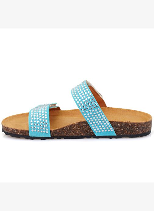 Desa Desa Kadın Mavi Cırt Cırtlı Süet Deri Terlik Boyner'de! Mavi - 4. görsel