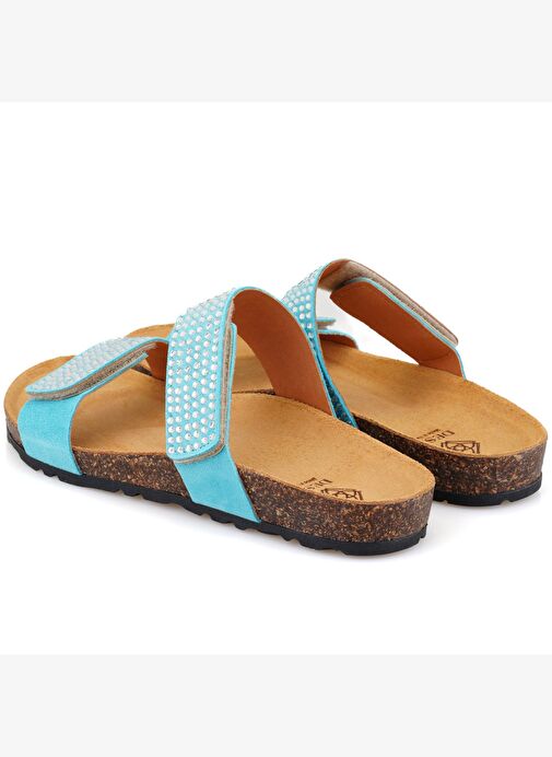 Desa Desa Kadın Mavi Cırt Cırtlı Süet Deri Terlik Boyner'de! Mavi - 6. görsel