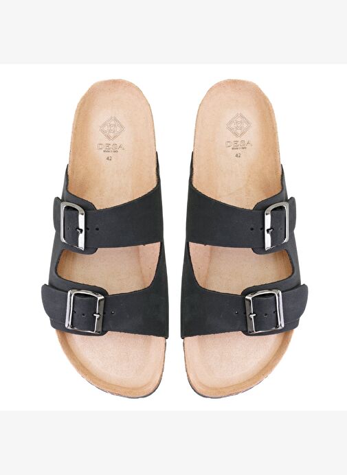 Desa Desa Karina Siyah Erkek Ayarlanabilir Tokalı Nubuk Deri Terlik Boyner'de! Siyah - 5. görsel