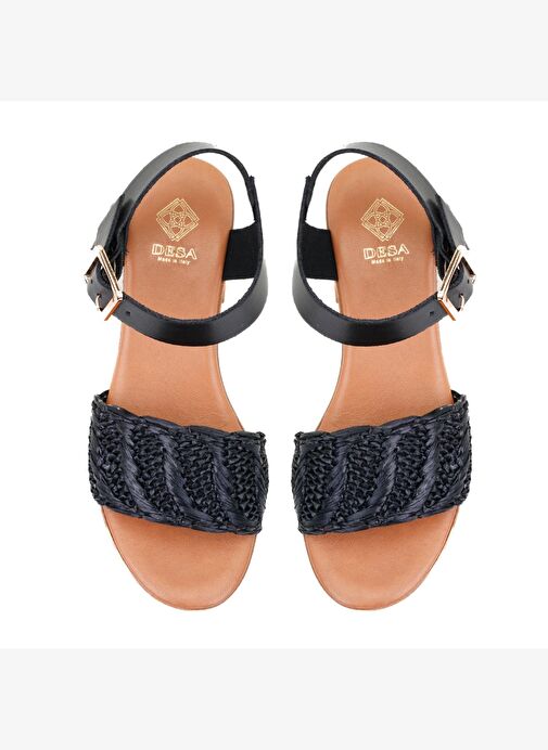 Desa Desa Kadın Siyah Hasır Topuklu Deri Sandalet Boyner'de! Siyah - 5. görsel
