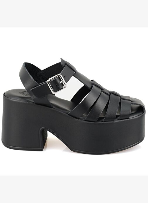 Desa Desa Kadın Siyah Dolgu Topuklu Deri Sandalet Boyner'de! Siyah - 3. görsel