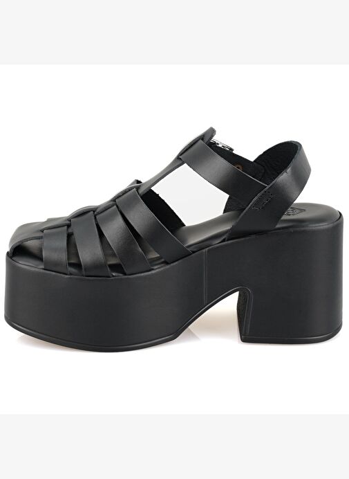 Desa Desa Kadın Siyah Dolgu Topuklu Deri Sandalet Boyner'de! Siyah - 4. görsel