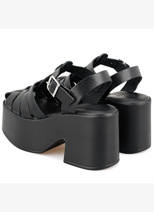 Desa Desa Kadın Siyah Dolgu Topuklu Deri Sandalet Boyner'de! Siyah - 6. görsel