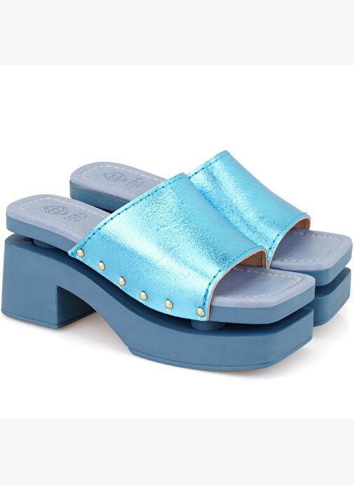 Desa Desa Kadın Mavi Topuklu Deri Terlik Boyner'de! Mavi - 2. görsel