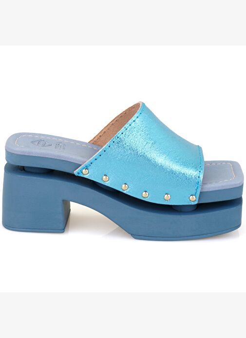 Desa Desa Kadın Mavi Topuklu Deri Terlik Boyner'de! Mavi - 3. görsel