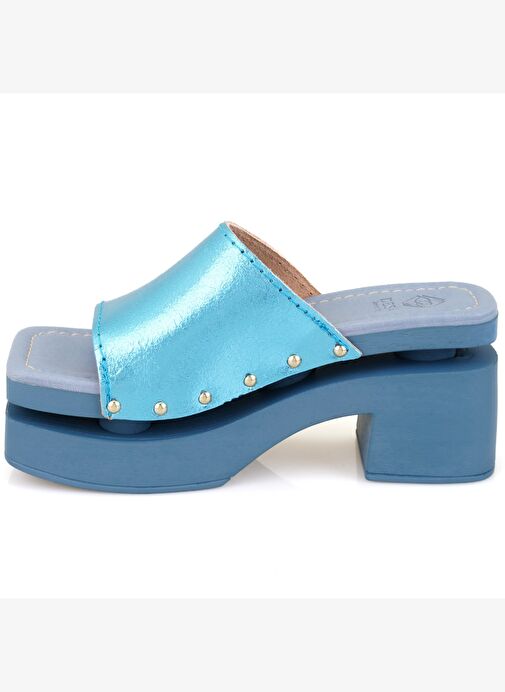 Desa Desa Kadın Mavi Topuklu Deri Terlik Boyner'de! Mavi - 4. görsel