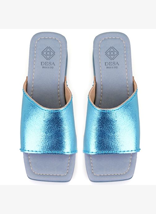 Desa Desa Kadın Mavi Topuklu Deri Terlik Boyner'de! Mavi - 5. görsel