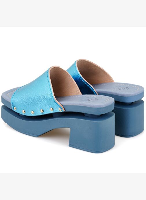 Desa Desa Kadın Mavi Topuklu Deri Terlik Boyner'de! Mavi - 6. görsel