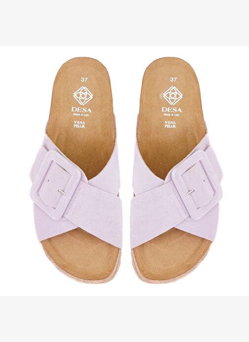 Desa Desa Mor Kadın Lila Ayarlanabilir Süet Deri Terlik Boyner'de! Mor - 5. görsel
