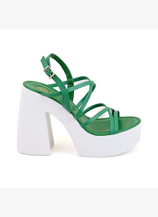 Desa Desa Kadın Yeşil Platform Topuklu Deri Sandalet Boyner'de! Yeşil - 3. görsel