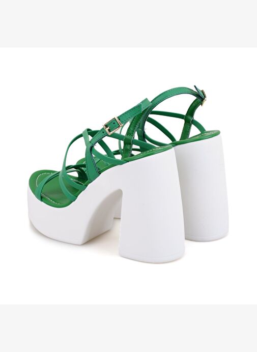Desa Desa Kadın Yeşil Platform Topuklu Deri Sandalet Boyner'de! Yeşil - 6. görsel