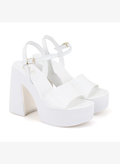 Desa Desa Kadın Beyaz Platform Topuklu Deri Sandalet Boyner'de! Beyaz - 3. görsel
