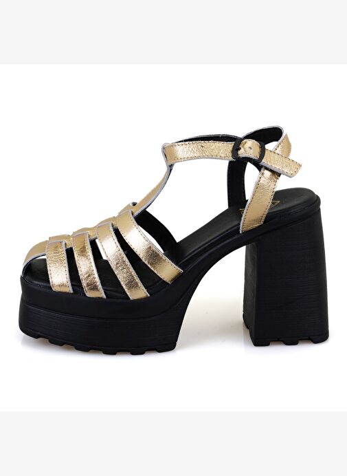 Desa Desa Kadın Altın Platform Topuklu Deri Sandalet Boyner'de! Altın - 3. görsel