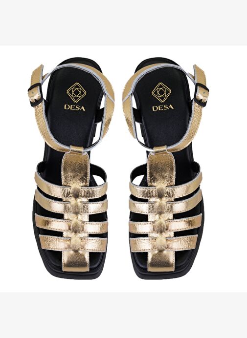 Desa Desa Kadın Altın Platform Topuklu Deri Sandalet Boyner'de! Altın - 5. görsel