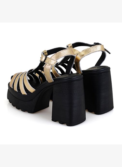 Desa Desa Kadın Altın Platform Topuklu Deri Sandalet Boyner'de! Altın - 6. görsel
