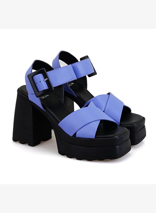 Desa Desa Kadın Mor Platform Topuklu Deri Sandalet Boyner'de! Mor - 2. görsel